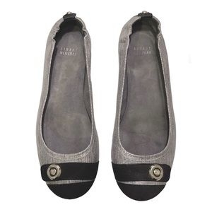 Stuart Weitzman Silver & Black Sparkle Ballet Flats